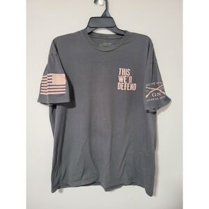 Grunt Style This We'll Defend Graphic T Shirt Mens XL Charcoal Gray USA Flag